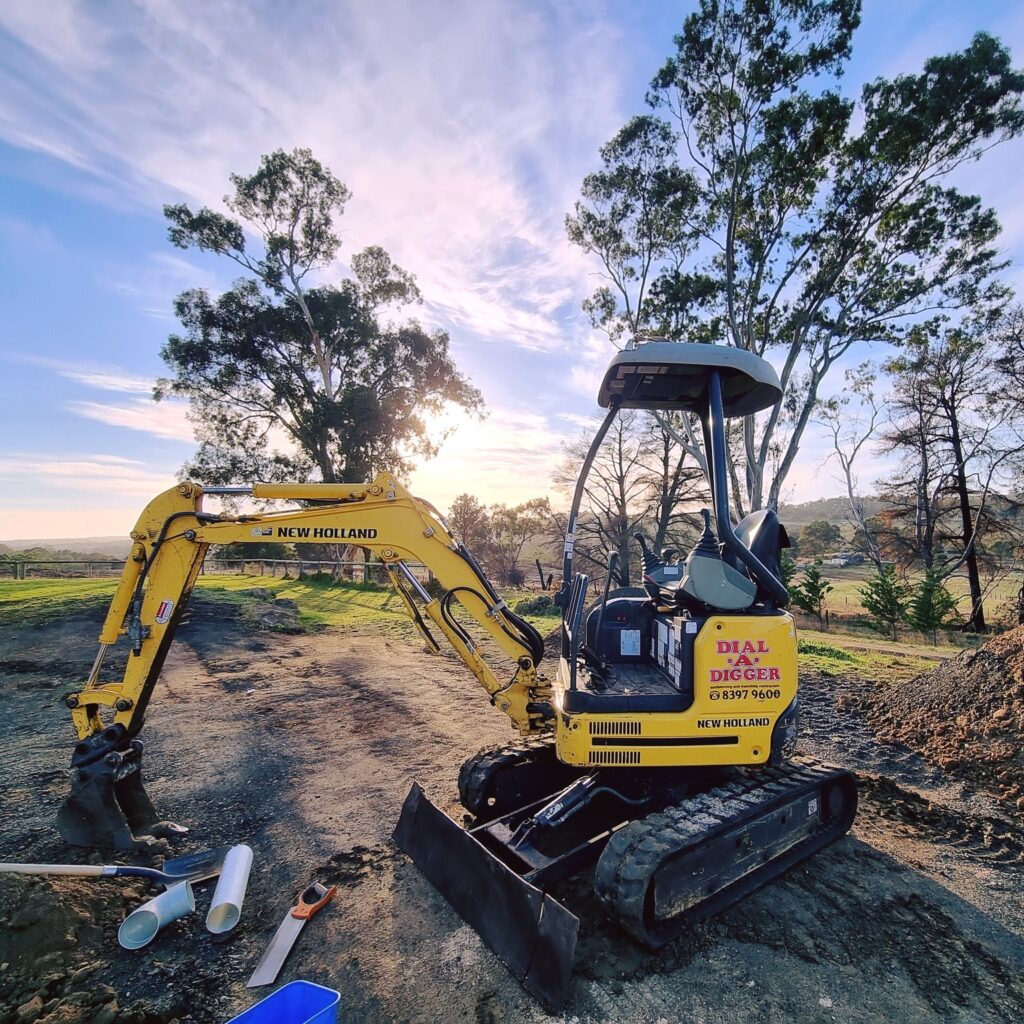 Earthmoving contractor preparing construction site with excavator in Adelaide and Melbourne